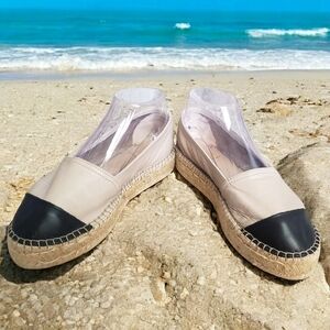 Kurt Geiger Espadrilles Womens 39 Cream Black Leather Chunky Platform Shoes